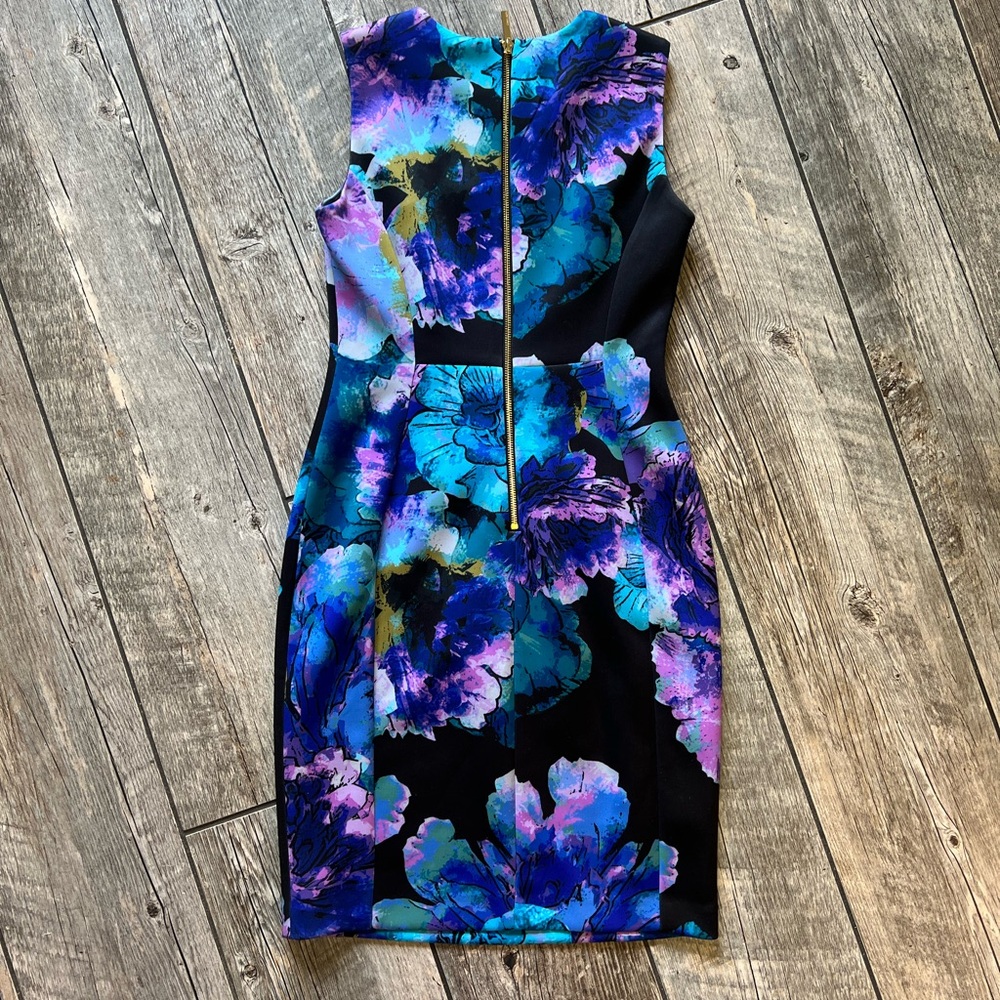 Calvin Klein Blue and Purple Sheath Midi Dress - Picture 3 of 3